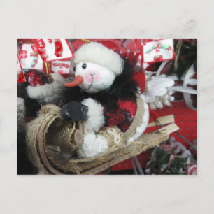Sledding Snowman Postcard