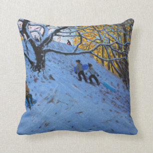 Sledging Allestree Golf course Throw Pillow