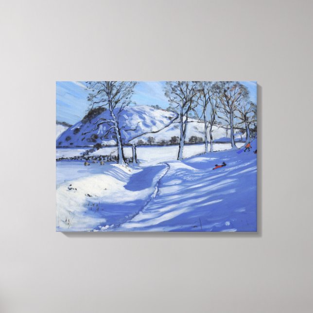 Sledging Derbyshire Peak District 2012 Canvas Print (Front)