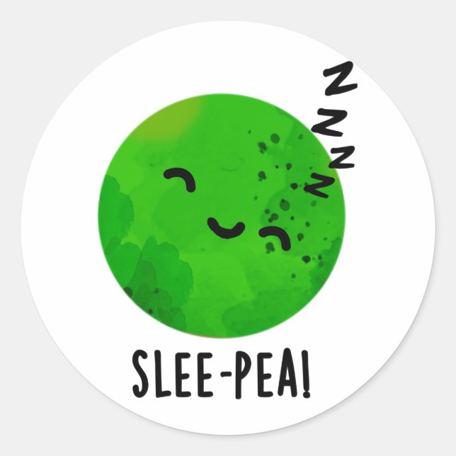 Slee-pea Funny Sleeping Pea Pun  Classic Round Sticker (Front)