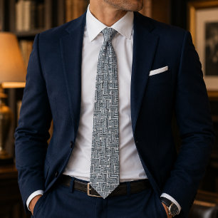 Sleek Abstract Grid Sophistication Tie