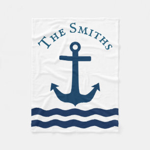 Sleek Anchor Nautical Custom Fleece Blanket