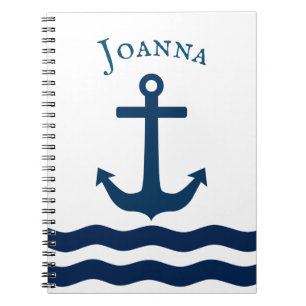 Sleek Anchor Nautical Custom Notebook