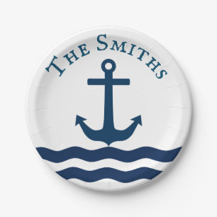 Sleek Anchor Nautical Custom Paper Plate