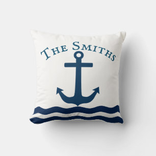 Sleek Anchor Nautical Custom Throw Pillow