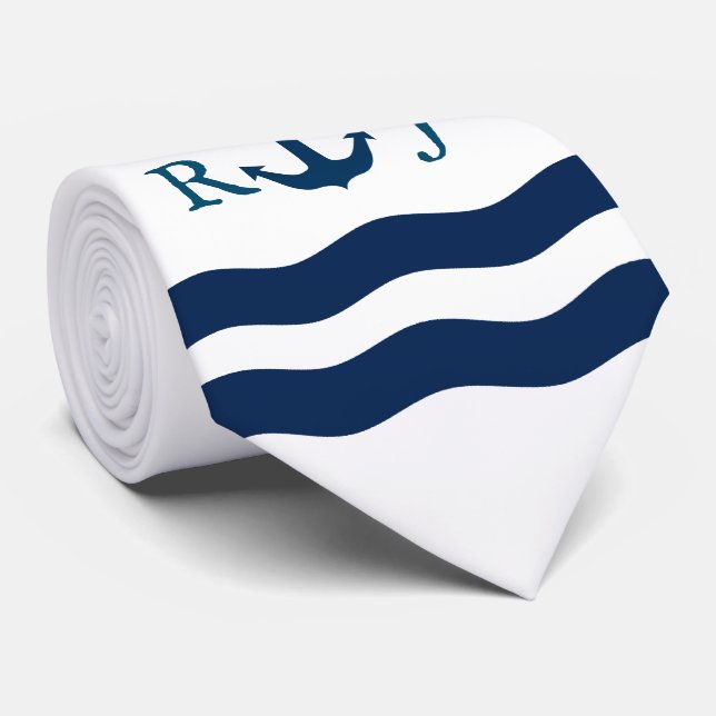 Sleek Anchor Nautical Custom Tie (Rolled)
