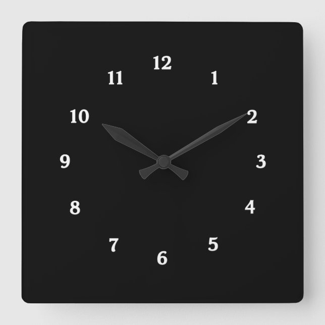 Sleek and Simple Black Clock with White Numbers (Front)
