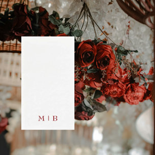 Sleek and Simple Ruby Red Monogram Wedding Napkin