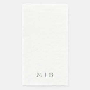 Sleek and Simple Sage Monogram Wedding  Napkin