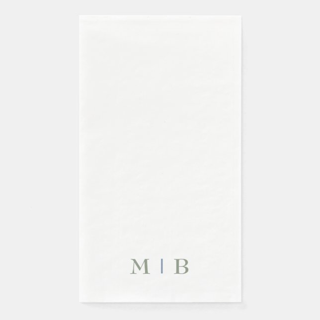 Sleek and Simple Sage Monogram Wedding  Napkin (Front)