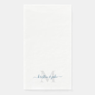Sleek and Simple Teal Monogram Swash Napkin