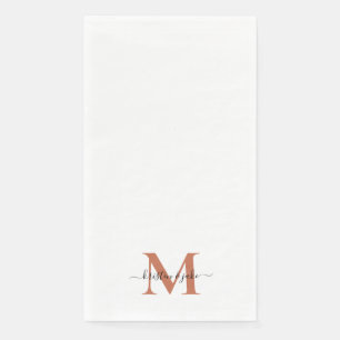 Sleek and Simple Terracotta Monogram Swash Napkin