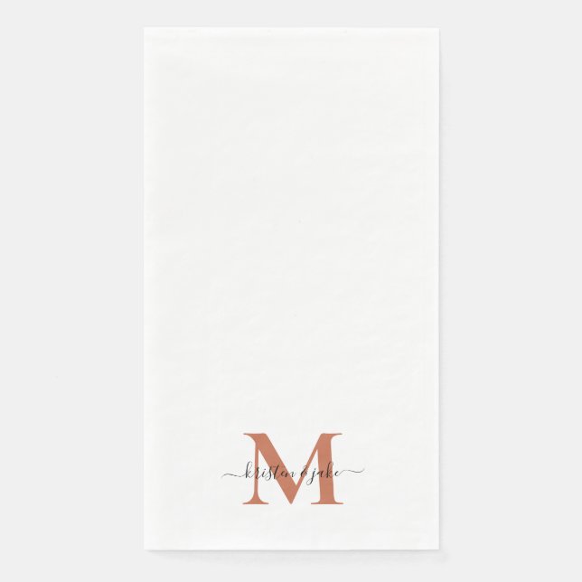 Sleek and Simple Terracotta Monogram Swash  Napkin (Front)