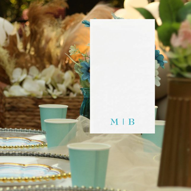 Sleek and Simple Turquoise Monogram Wedding  Napkin (Creator Uploaded)