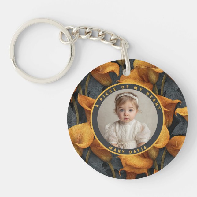 Sleek Baptism Gifts Custom  Calla Lilies Keychain (Front)