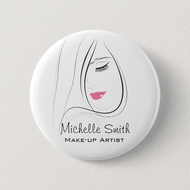 Sleek Black and White Lash Extension Makeup Artist 2 Inch Round Button (Front)