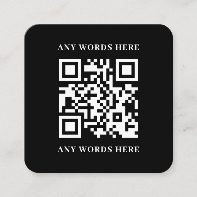Sleek Black Custom QR Code with Logo Square Business Card (Front)