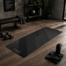 Sleek Black Geometric Initials Sports 