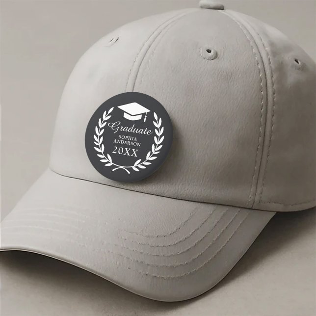 Sleek Black Laurel Wreath Emblem Graduation Pride 1 Inch Round Button (Creator Uploaded)