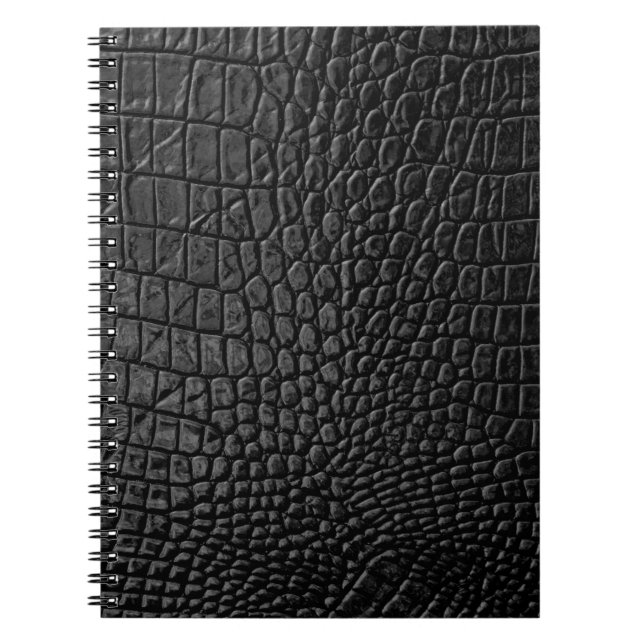 Sleek Black: Leather Texture Elegance Notebook (Front)