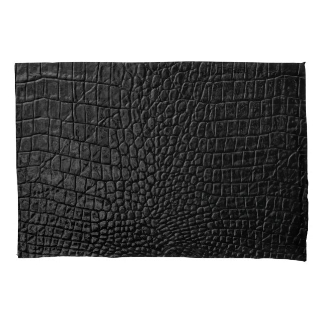 Sleek Black: Leather Texture Elegance Pillowcase (Front)