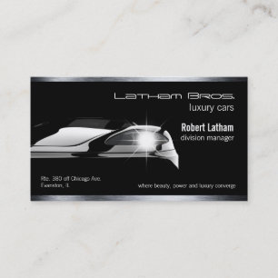 sleek black luxury car business card