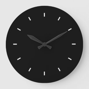 Sleek Black Modern Dark Colour Bold Stylish Chic Large Clock