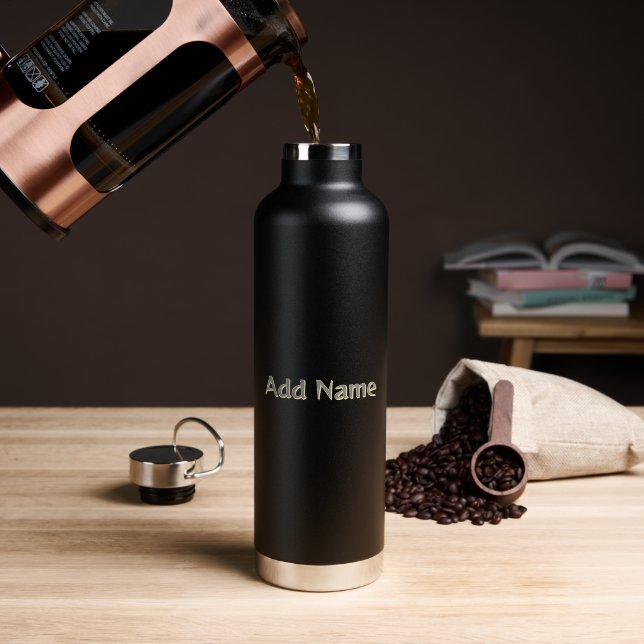 Sleek Black Personalized Drinkware Thor Add Name  Water Bottle (Coffee (Rotated))