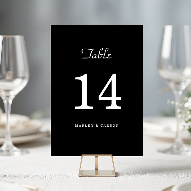 Sleek Black Simple Minimalist Wedding Table Number (Creator Uploaded)