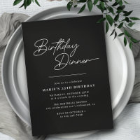 Sleek Black Typography | Elegant Birthday Dinner