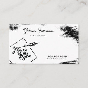 Sleek Black & White Tattoo Machine Business Card