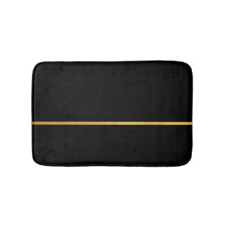 Sleek Black with Gold Stripe Bath Mat