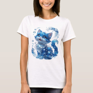 Sleek Blue BLUE CAT WITH DIAMONDS AND STARS Tee