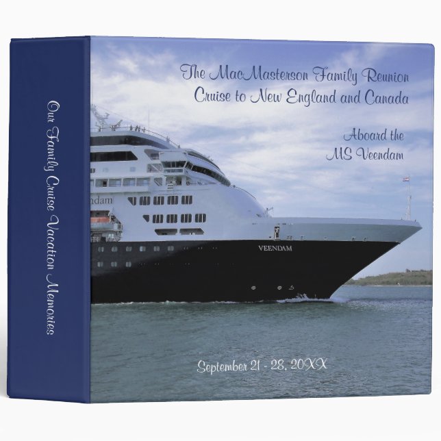 Sleek Bow Personalized Cruise Memory Book Binder (Front/Spine)