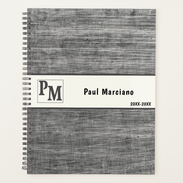 Sleek Brushed Metal Industrial Design Planner (Front)