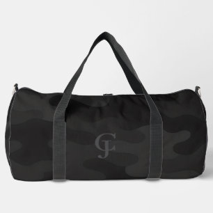 Sleek Camo Deep Black Dark Charcoal Tones Modern  Duffle Bag