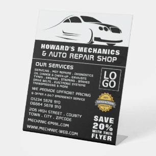 Sleek Car Logo Auto Mechanic & Repairs Advertising Pedestal Sign