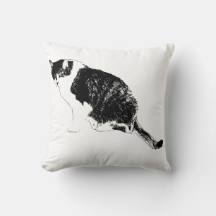 Sleek Cat Contour Elevates Home Interiors Throw Pillow