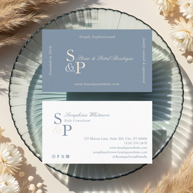 Sleek Chic Minimal Elegant Boutique Monogram Logo Business Card (Sleek Chic Minimal Elegant Boutique Monogram Logo Business Card)