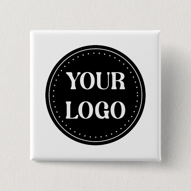 Sleek, contemporary, polished,& customizable 2 inch square button (Front)