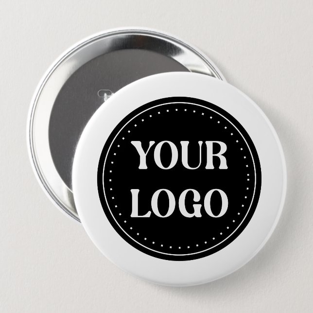 Sleek, contemporary, polished,& customizable 4 inch round button (Front & Back)