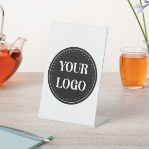 Sleek, contemporary, polished,& customizable pedestal sign