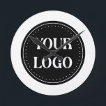 Sleek, contemporary, polished,& customizable round clock<br><div class="desc">EVERYONE CAN USE THIS DESIGN.You are free to add,  edit,  or resize the logo,  photo,  text,  and colours as you choose.Many thanks.</div>