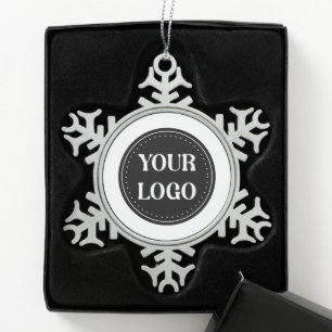 Sleek, contemporary, polished,& customizable snowflake pewter christmas ornament