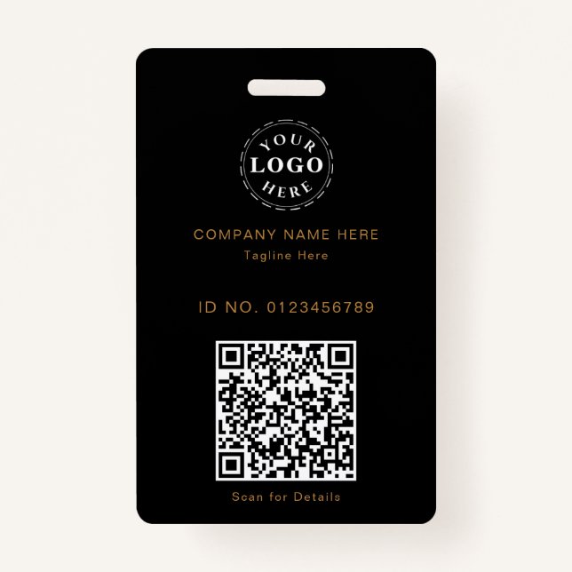 Sleek Custom ID Badge – Logo & Scannable QR (Front)