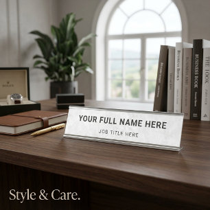 Sleek Custom Name Plate Displays Name and Position