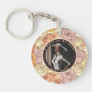 Sleek Dad Fathers Day Gifts Custom Photo Rose Keychain