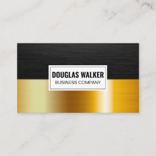 Sleek Dark Metal Gold Metallic Colour Block Business Card