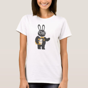 Sleek Flat Design Bunny Librarian - Graphic Reader T-Shirt