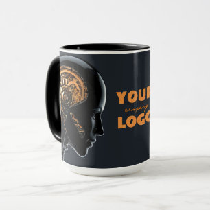 Sleek Futuristic Ai Android Gold Mechanical Brain Mug